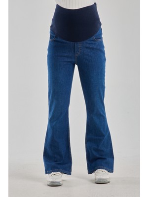 Katlin Maternity Wear Hamile Beli Ayarlanabilir Ispanyol Paça Likrali Kot pantolon