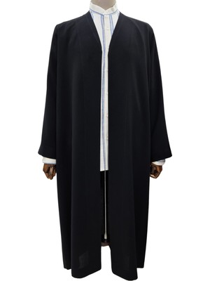 Akıncı Tekstil Petek Kumaş Buhara - Siyah Puntolu Yaka Cübbe