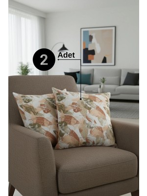 Senpai Chevron Bohem Dekoratif Punch Yastık Kırlent Kılıfı 2 Adet | 45X45 Sonbahar Rüyası Yeşil