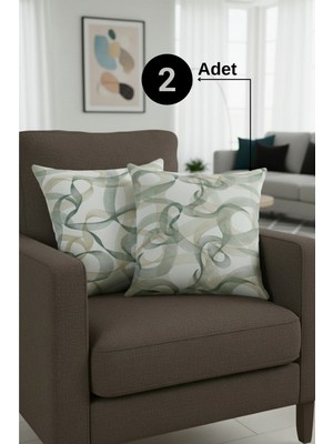 Senpai Chevron Bohem Dekoratif Punch Yastık Kırlent Kılıfı 2 Adet | 45X45 Zen Dalga Indigo