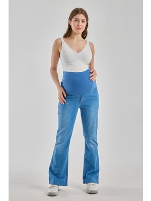 Katlin Maternity Wear Hamile Beli Ayarlanabilir Ispanyol Paça Likrali Kot pantolon