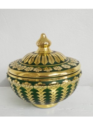 Glasland Haseki Sultan El Dekoru Kapaklı Şekerlik Altın Işlemeli
