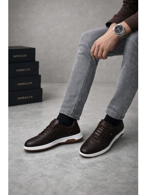 Romex Erkek Hakiki Deri Sneaker – Günlük Konforlu Ortopedik Taban Bağcıklı Spor Ayakkabı