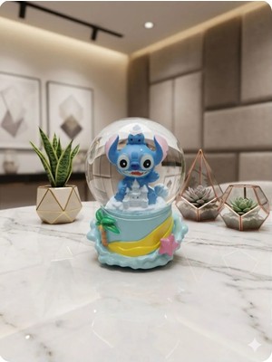Ayder Online Satış 9cm-6cm –şato Önü Figürlü Işıklı Stitch Kar Küre