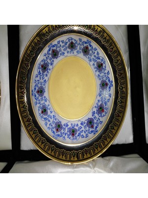 Glasland Ipek Ticaret Aynaroz El Işlemeli El Dekoru Tabak