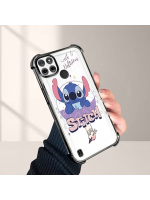 HONTINGA Realme C25Y ile Uyumlu Şeffaf Kılıfı Düşüme Önleyici Basitlik Anti Düşme Kamera Korumali Stitch Desen Yumuşak Silikon Telefon Kılıfı Kadın ve Erkek Için Uygundur K3-0161