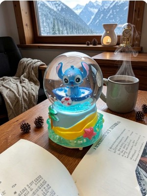 Ayder Online Satış Stitch Müzikli Işıklı -10CM-8CM –kayıklı Figürlü Kar Küre