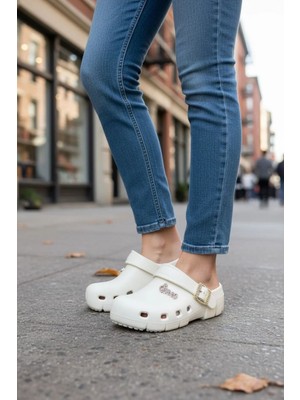 Benitto Kids Calx Kadın Önü Kapalı Sabo Terlik Tokalı Rahat Günlük Crocs Tarzı Hafif Taban Terlik BNT215