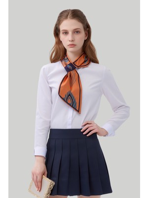 Walkenzo Tüy Desen Modern Zarif Tasarım Çift Taraflı Şık Kadın Kravat Fular