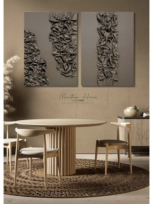 2'li Dokulu Alçı Tablo Denge ve Kaos | El Yapımı 3D Dekoratif Duvar Tablosu