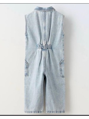 HaanBebe Unisex Bebek Denim Tulum - Cepli ve Düğmeli Jean Tulum