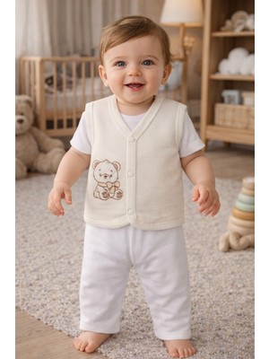 Babyshez %100 Organik Pamuklu Yenidoğan Kız Erkek Bebek Yelek Mevsimlik 3-6 6-9 9-12 Ay