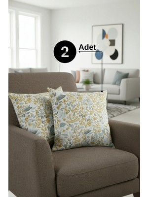 Senpai Chevron Bohem Dekoratif Punch Yastık Kırlent Kılıfı 2 Adet | 45X45 Ilkbahar Rüyası Sarı