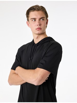 Koton Rahat Kalıp Kısa Kollu Kapüşonlu Spor Tişört