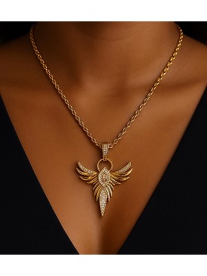 Akın Trend Gold Zirkon Taşlı Anka Kuşu Kadın Kolye