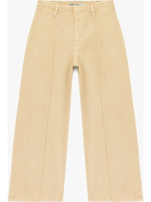 Koton Normal Bel Cep Detaylı Nervürlü Kısa Geniş Paça Pantolon - Culotte Jeans