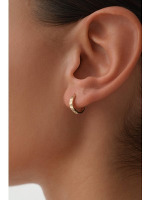 Arpaş 14 Ayar Desenli Altın Halka Küpe