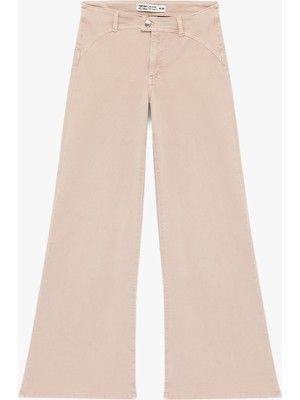 Koton Dar Kalıp Normal Bel Kemer Detaylı Ispanyol Paça Denim Pantolon - Flare Jeans