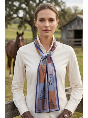 Walkenzo Sanatsal At Desenli Ipeksi Kumaş Zarif Kadın Atkı Fular