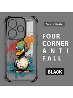 HONTINGA Xiaomi Redmi 13 ile Uyumlu Şeffaf Kılıfı Düşüme Önleyici Basitlik Anti Düşme Kamera Korumali Ördek Desen Yumuşak Silikon Telefon Kılıfı Kadın ve Erkek Için Uygundur K3-0184