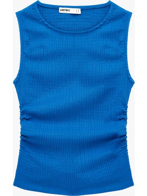 Koton Bürümcük Kumaş Dokulu Slim Fit Kolsuz Bisiklet Yaka Atlet
