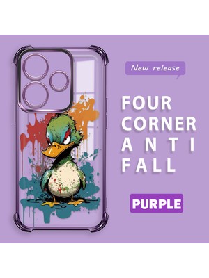 HONTINGA Xiaomi Redmi 13 ile Uyumlu Şeffaf Kılıfı Düşüme Önleyici Basitlik Anti Düşme Kamera Korumali Ördek Desen Yumuşak Silikon Telefon Kılıfı Kadın ve Erkek Için Uygundur K3-0184