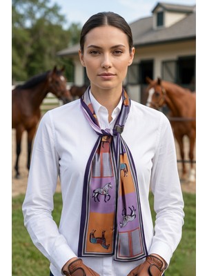 Walkenzo Sanatsal At Desenli Ipeksi Kumaş Zarif Kadın Atkı Fular