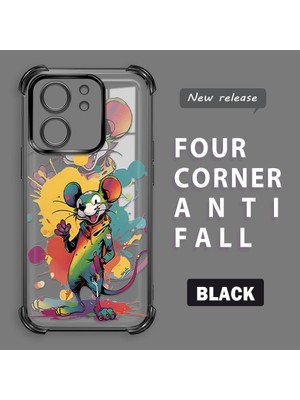 HONTINGA Xiaomi Mi 13T ile Uyumlu Şeffaf Kılıfı Düşüme Önleyici Basitlik Anti Düşme Kamera Korumali Fare Desen Yumuşak Silikon Telefon Kılıfı Kadın ve Erkek Için Uygundur K3-0183