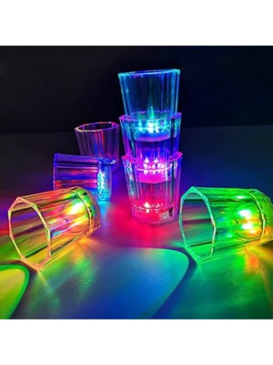 My Best Store Renkli LED Parlayan Fiber Optik Glow Işıklı Bardak 5,5 x 5,5 cm 1 Adet