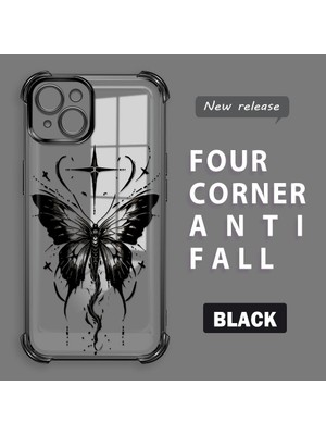HONTINGA iPhone 14 Plus ile Uyumlu Şeffaf Kılıfı Düşüme Önleyici Basitlik Anti Düşme Kamera Korumali Kelebek Desen Yumuşak Silikon Telefon Kılıfı Kadın ve Erkek Için Uygundur K3-0165