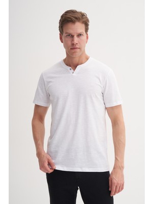 Cazador 42270 Erkek Beyaz Patlı Tshirt