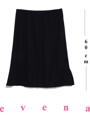 Evena Kadın Dizaltı Midi Boy Yırtmaçlı Jarse Etek Astarı Jüpon