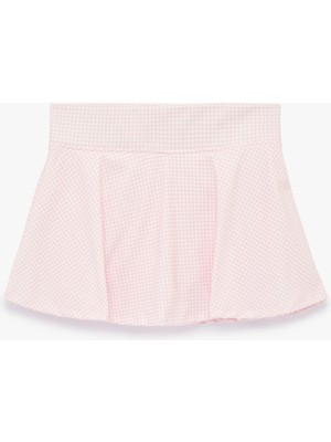 Koton Yüksek Bel Pötikareli Interlok Mini Spor Şort Etek