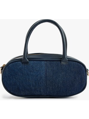 Koton Fermuarlı Suni Deri Detaylı Saplı Denim El Çantası