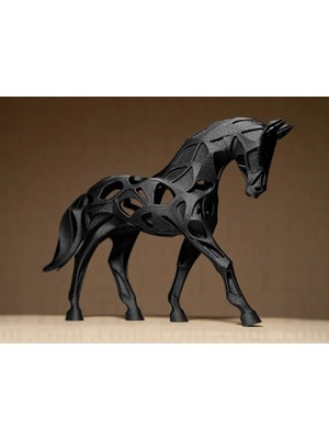 M2S Voronoi-Steed – Fütüristik Boşluklu Tasarım Mat Siyah At Figürü