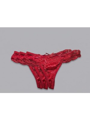 Andino 3'lü Tanga Önü Dantel Arkası Pamuklu String Seksi Kadın Külot