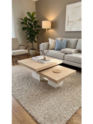 Mobilya Stant Most Marmoris %100 Mdf Meşe Aytaşı Orta Sehpa Set (Evinize Teslim)