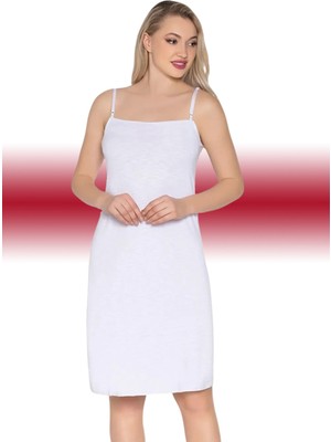 Evena Pamuklu Flamlı Ip Askılı Midi Boy Kombinezon Elbise Içi Astar