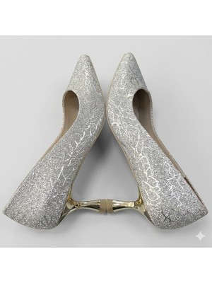 Kindep (Öz Maçan) Stiletto Kadın Ayakkabı Gumüş