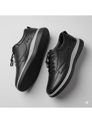 Kindep (Forex) Içi Dışı Hakiki Deri Comfort Hafif Çok Rahat Erkek Ayakkabı Siyah