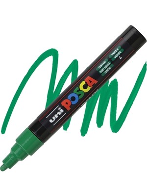 Uni-Ball Markör Boyama Kalemi Posca Su Bazlı Poster 1.8-2.5 Mm Yeşil Pc-5M (6 Lı Paket)