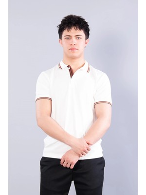 Mckanzie 4623 Yakalı Çizgili Modal Kumaş T-shirt