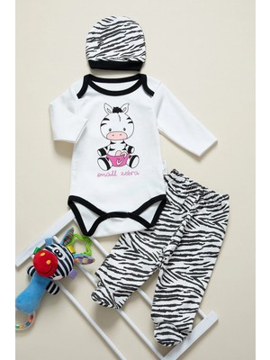 Mai Perla Unisex Bebek 3'lü Zıbın Takımı Zebra Deseni ile 0-3 Ay İçin Tasarlandı