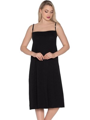 Evena Pamuklu Flamlı Ip Askılı Uzun Kombinezon Elbise Içi Astar