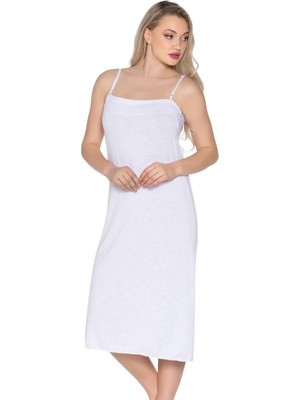 Evena Pamuklu Flamlı Ip Askılı Uzun Kombinezon Elbise Içi Astar