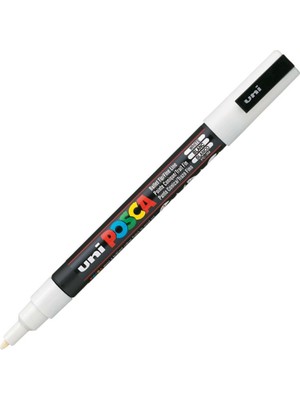 Uni-Ball Markör Boyama Posca Su Bazlı Poster Kalemi 0.9-1.3 Mm Beyaz Pc-3M (6 Lı Paket)