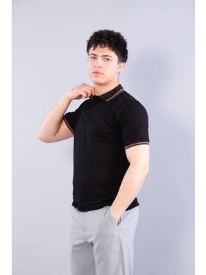 Mckanzie 4623 Yakalı Çizgili Modal Kumaş T-shirt
