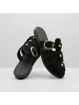 Kindep (Park Moda) Burnu Kapalı Troklu Kadın Terlik Siyah