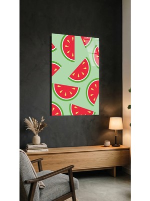 Karpuz Dilimli Yaz Temalı Cam Tablo Kırılmaz Temperli, Premium Uv Baskılı Ev Dekorasyonu