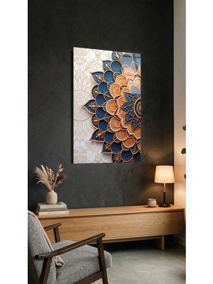 Etnik Mandala Sanatı Bohem Cam Tablo, Ev ve Ofis Uv Baskılı Premium Kırılmaz 4mm